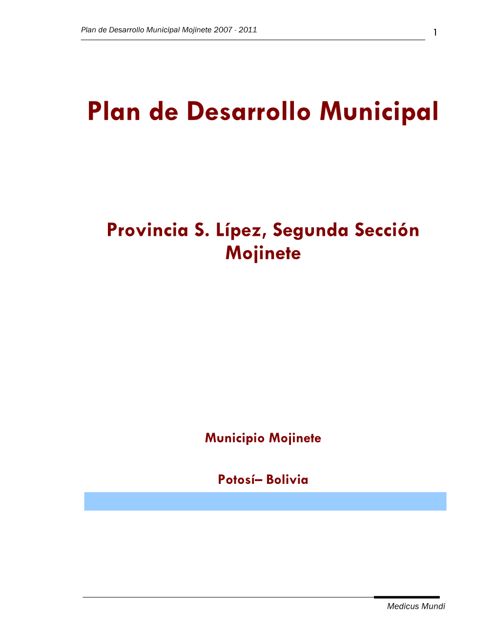Plan De Desarrollo Municipal Mojinete 2007 - 2011 1