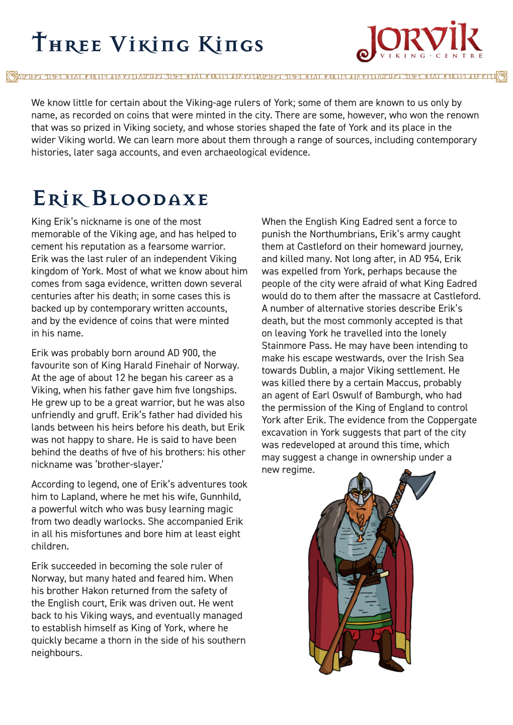 Three Viking Kings Erik Bloodaxe