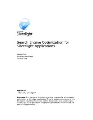 Search Engine Optimization for Silverlight Applications