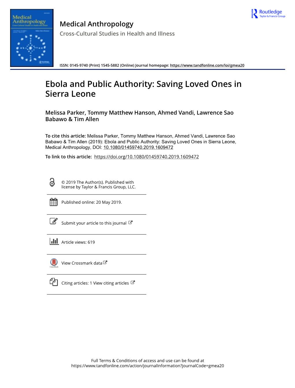 Ebola and Public Authority Saving Loved Ones in Sierra Leone.Pdf