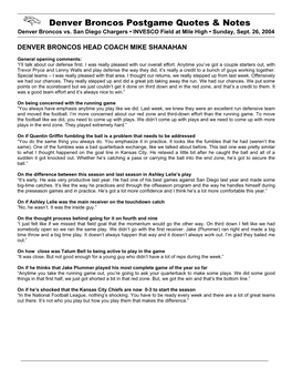 Denver Broncos Postgame Quotes & Notes