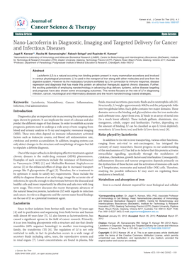 Nano-Lactoferrin in Diagnostic, Imaging and Targeted Delivery for Cancer and Infectious Diseases Jagat R