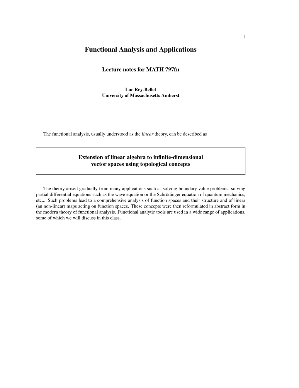 Functional Analysis and Applications