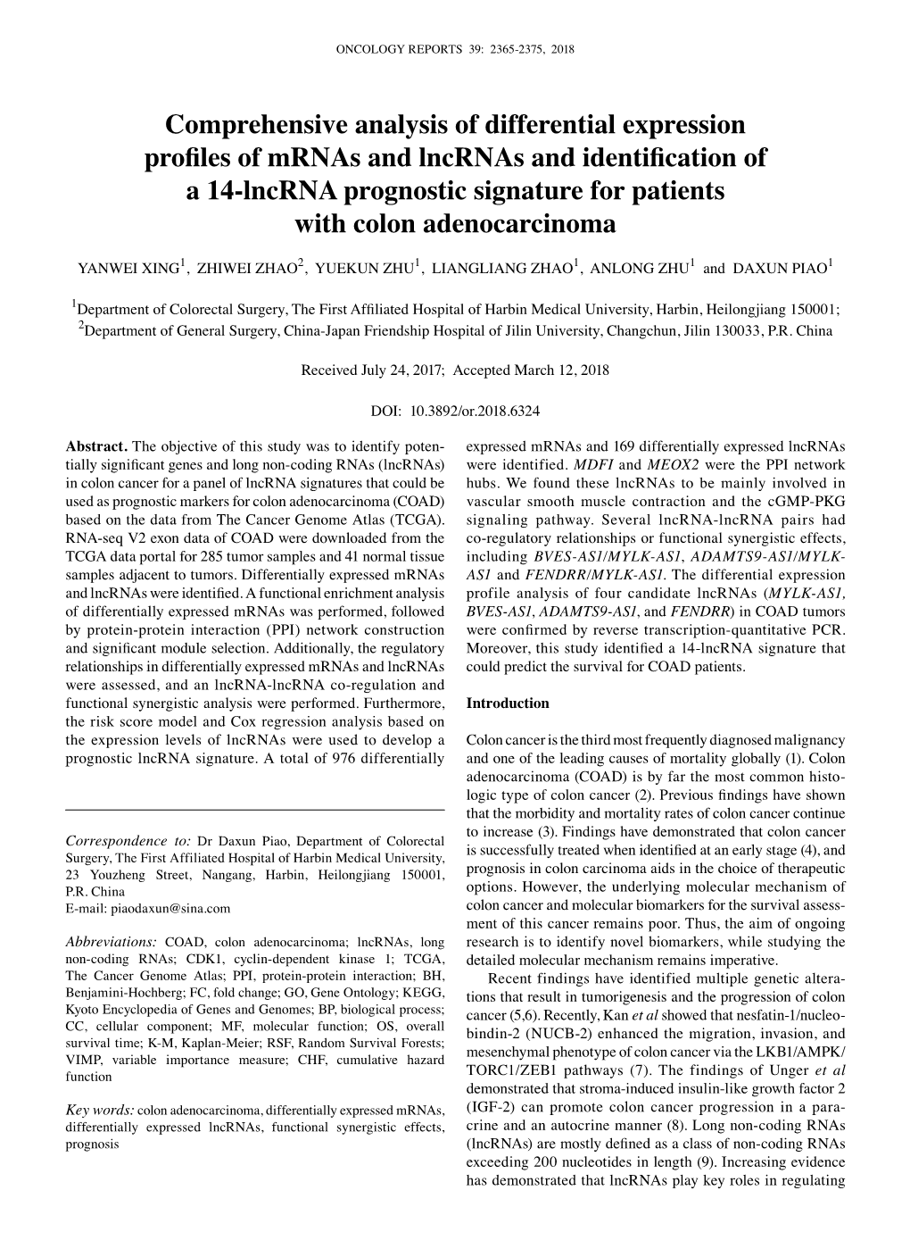 Comprehensive Analysis of Differential Expression Profiles of Mrnas And