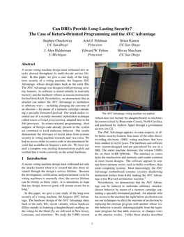 Can Dres Provide Long-Lasting Security? the Case of Return-Oriented Programming and the AVC Advantage Stephen Checkoway Ariel J