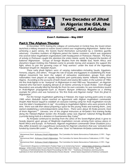 Two Decades of Jihad in Algeria: the GIA, the GSPC, and Al-Qaida” Evan F