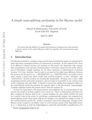 A Simple Mass-Splitting Mechanism in the Skyrme Model