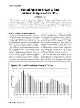 National Population Growth Declines As Domestic Migration Flows Rise by William H