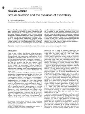 Sexual Selection and the Evolution of Evolvability