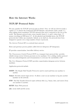 How the Internet Works TCP/IP Protocol Suite