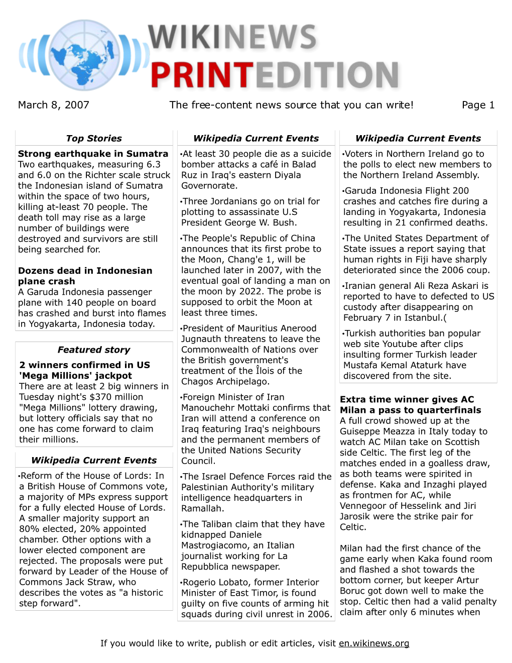 March 8, 2007 the Free-Content News Source That You Can Write! Page 1