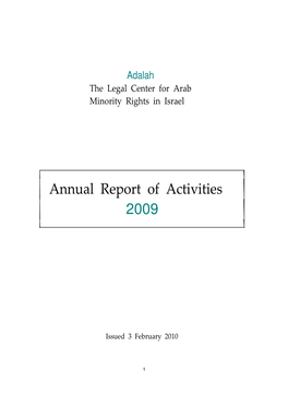 Annual Report of Activities 2009