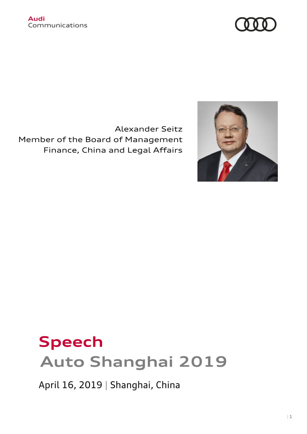 Auto Shanghai 2019 Speech