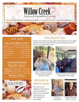 Daily Scenic Tour Welcome to Willow Creek