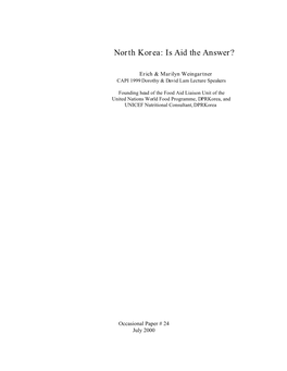 North Korea: Is Aid the Answer?