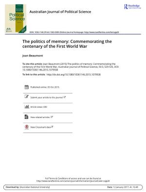 Commemorating the Centenary of the First World War