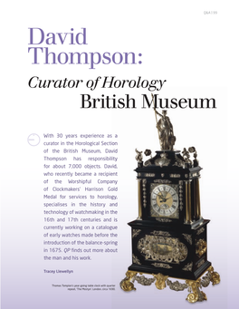 David Thompson: Curator of Horology British Museum