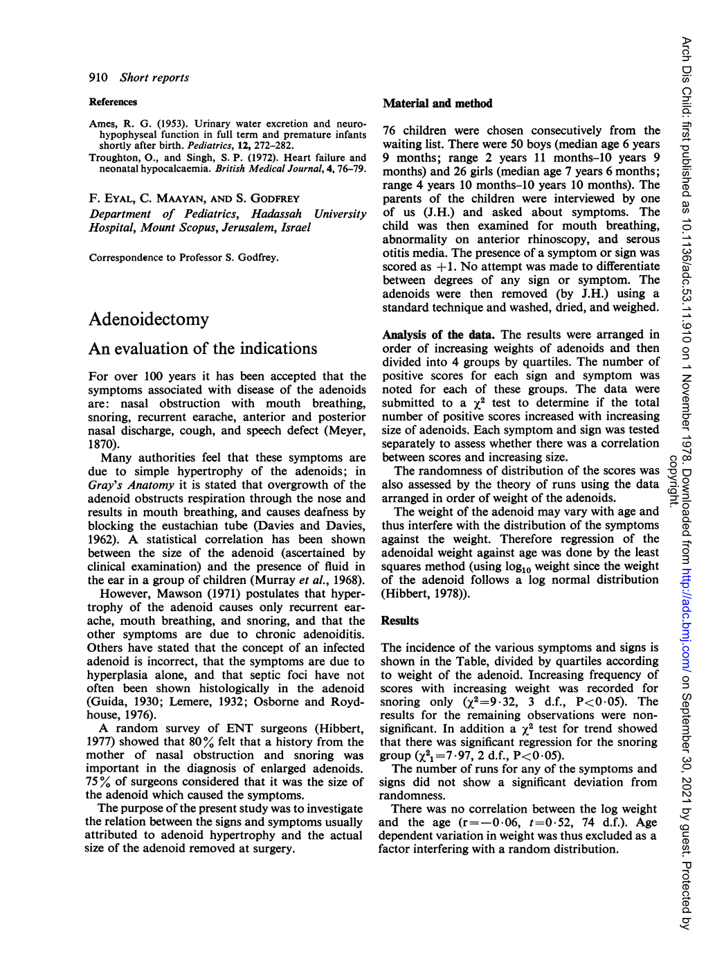 Adenoidectomy Standard Technique Analysis of the Data