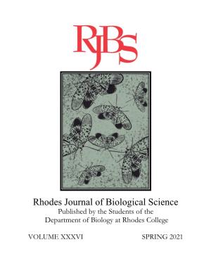 Rhodes Journal of Biological Science Published by the Students of the Department of Biology at Rhodes College