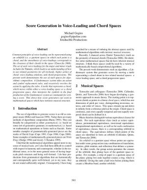 Score Generation in Voice-Leading and Chord Spaces