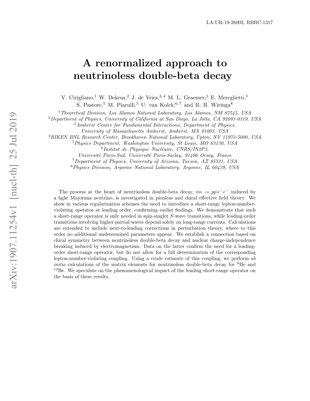 A Renormalized Approach to Neutrinoless Double-Beta Decay