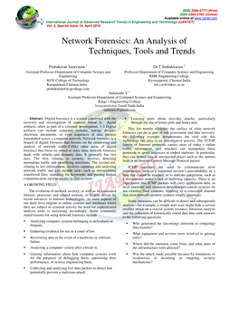Network Forensics: an Analysis of Techniques, Tools and Trends