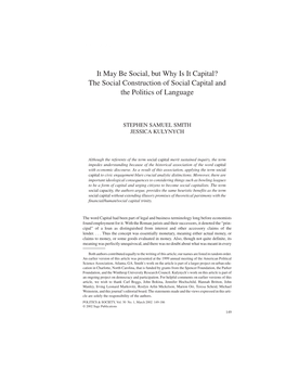 The Social Construction of Social Capital and the Politics of Language