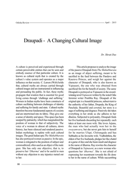 Draupadi - a Changing Cultural Image