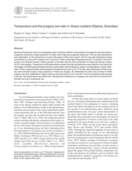 Temperature and the Progeny Sex-Ratio in Sciara Ocellaris (Diptera, Sciaridae)