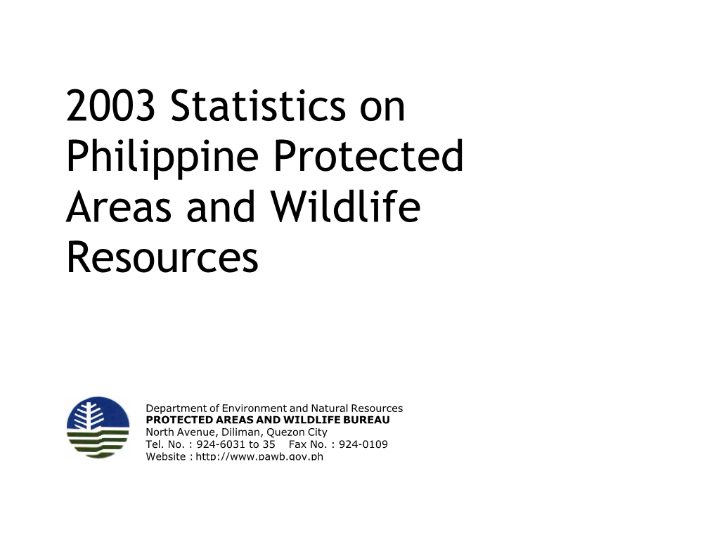 2003 Statistics on Philippine Protected Areas and Wildlife Resources
