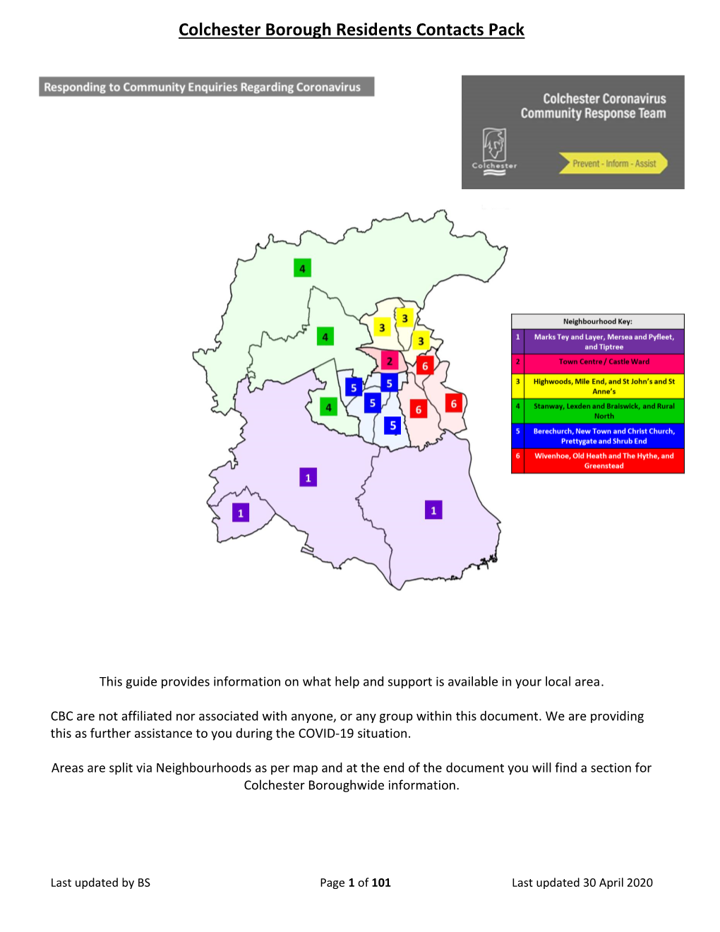 Colchester Borough Residents Contacts Pack