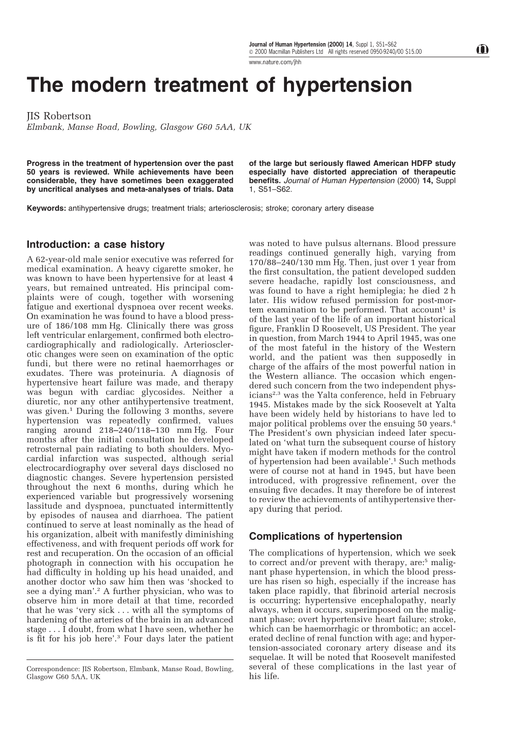 The Modern Treatment of Hypertension