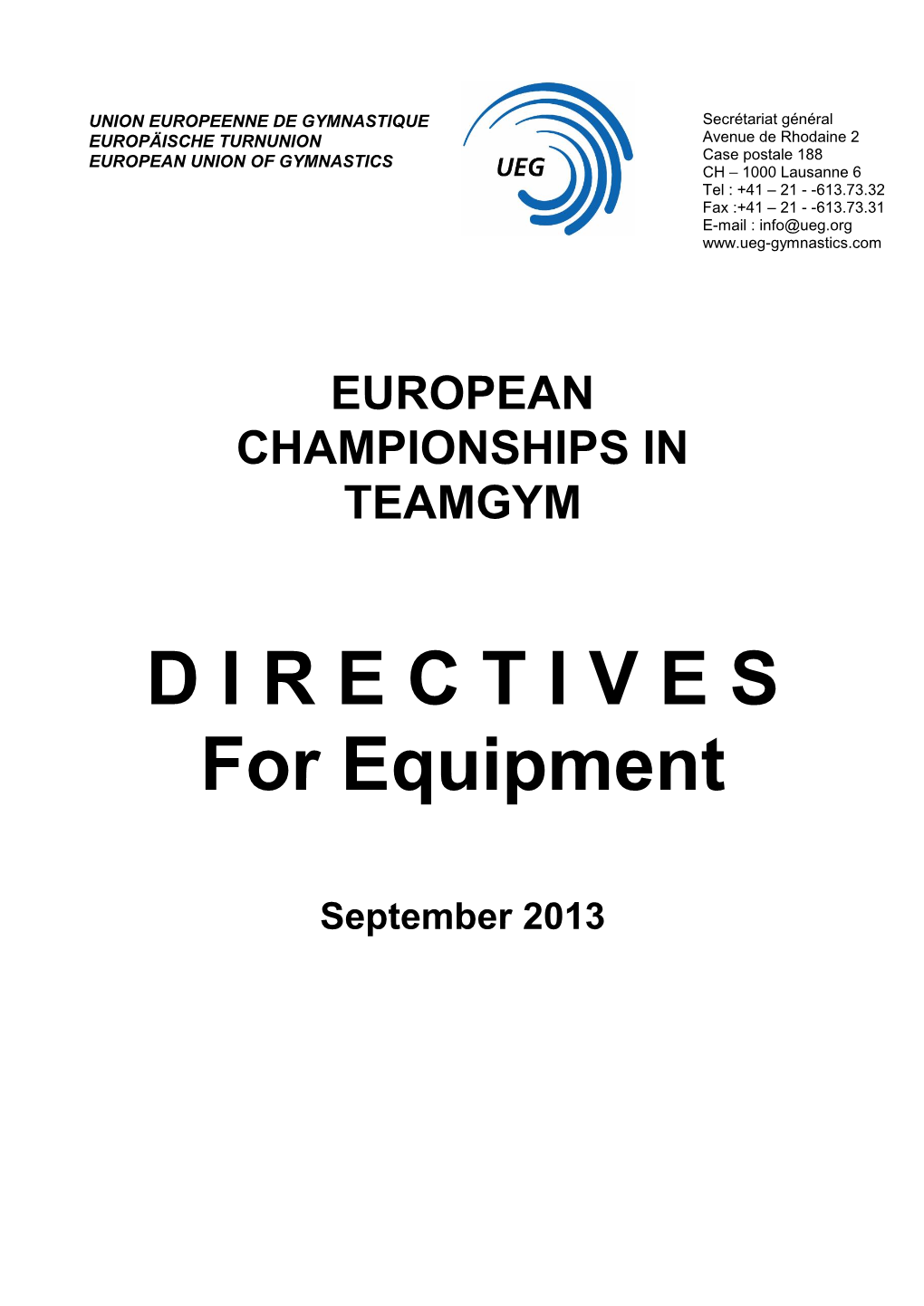 2013-2016 Teamgym Equipment Directives