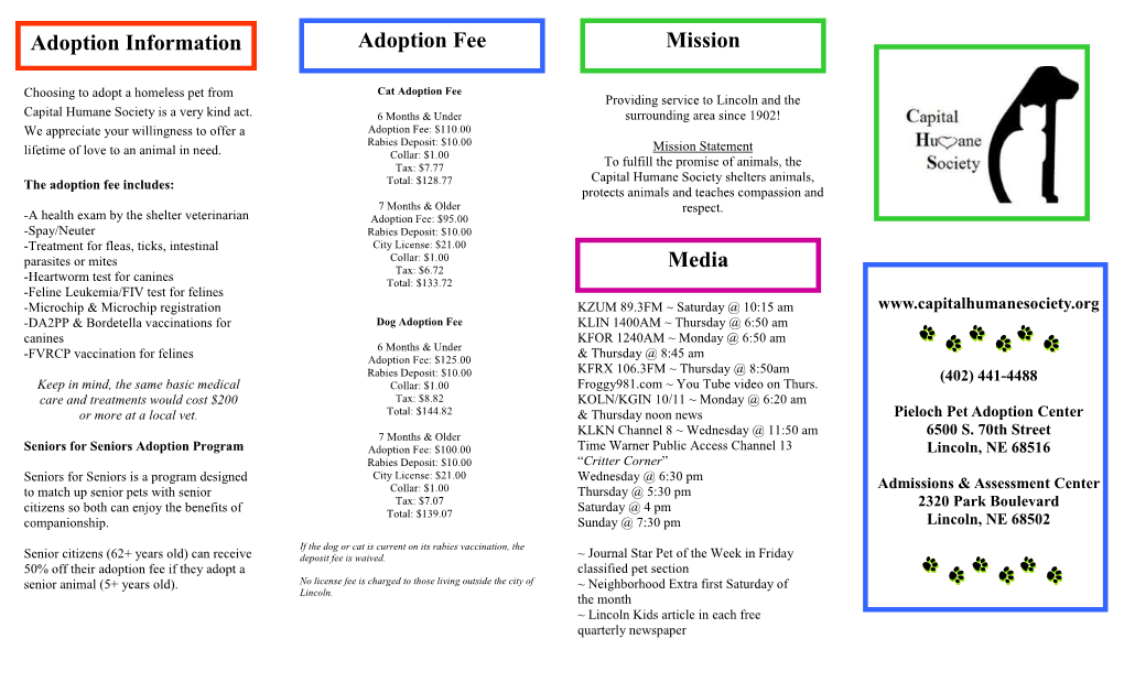Adoption Fee Mission Media Adoption Information