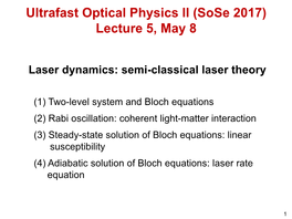 Ultrafast Optical Physics II (Sose 2017) Lecture 5, May 8