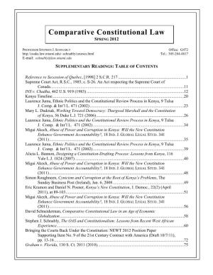 Comparative Constitutional Law SPRING 2012