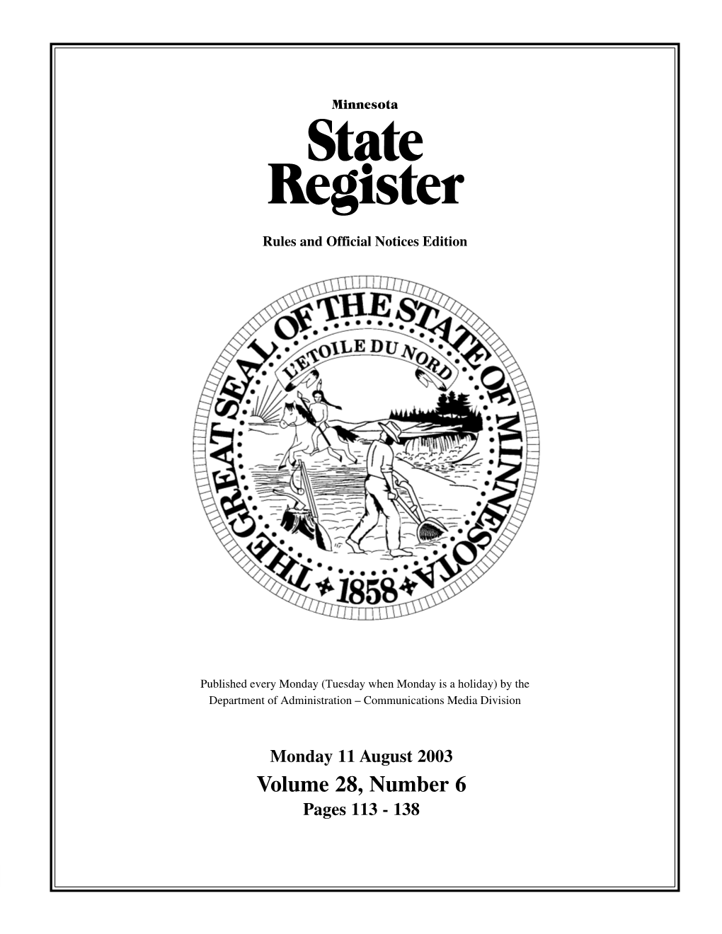 State Register Volume 28, #6