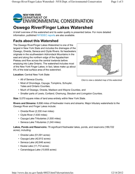 Oswego River/Finger Lakes Watershed - NYS Dept