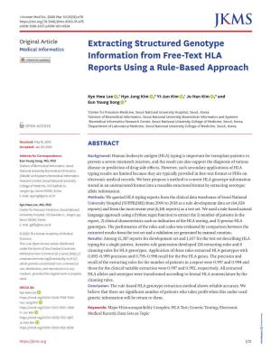 Extracting Structured Genotype Information from Free-Text HLA