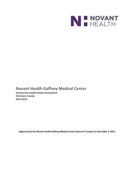 Novant Health Gaffney Medical Center Community Health Needs Assessment Cherokee County 2013-2015
