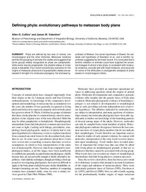 Defining Phyla: Evolutionary Pathways to Metazoan Body Plans