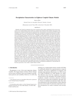 Precipitation Characteristics in Eighteen Coupled Climate Models