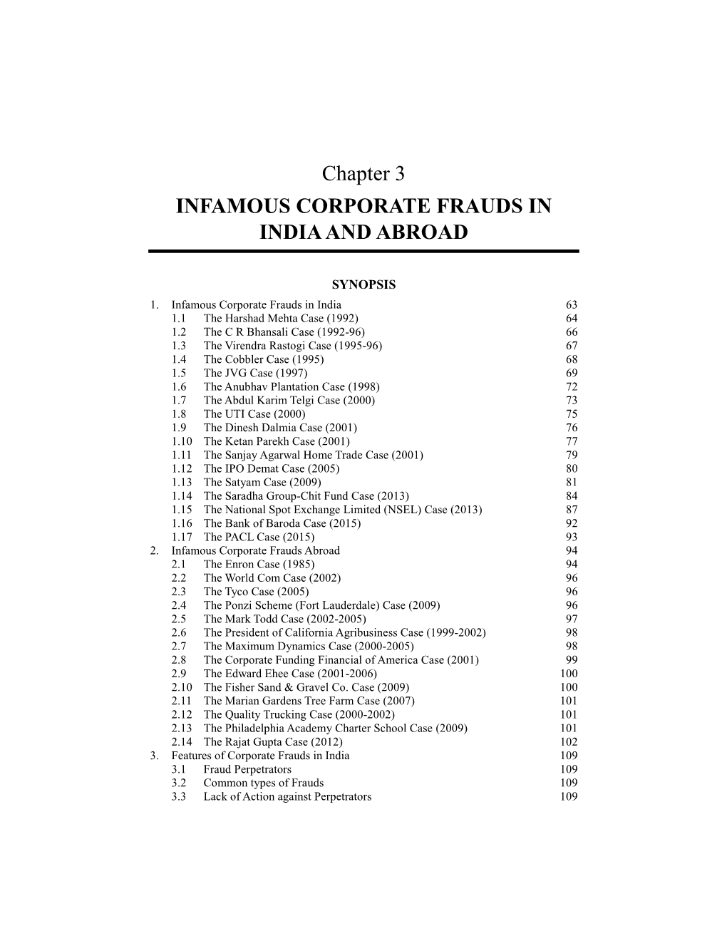 Chapter 3 INFAMOUS CORPORATE FRAUDS in INDIA and ABROAD