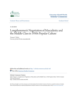 Longshoremen's Negotiation of Masculinity and the Middle Class in 1950S Popular Culture Tomaro I