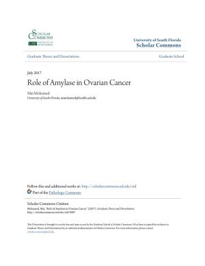 Role of Amylase in Ovarian Cancer Mai Mohamed University of South Florida, Mmohamed@Health.Usf.Edu