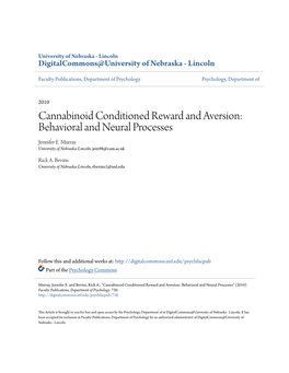 Cannabinoid Conditioned Reward and Aversion: Behavioral and Neural Processes Jennifer E