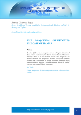 The Case of Hamas JOURNAL of the SPANISH INSTITUTE for STRATEGIC STUDIES
