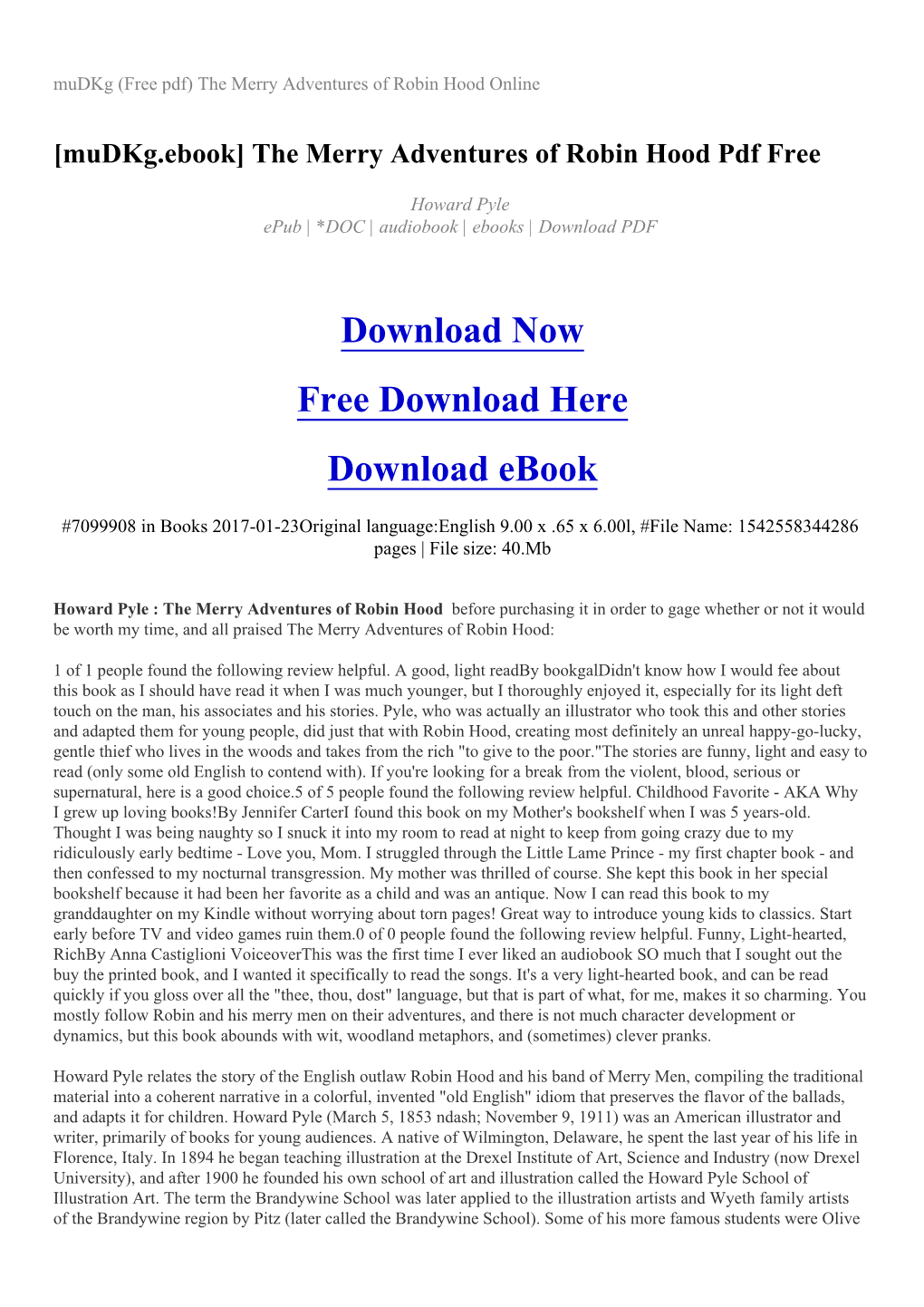 Mudkg (Free Pdf) the Merry Adventures of Robin Hood Online