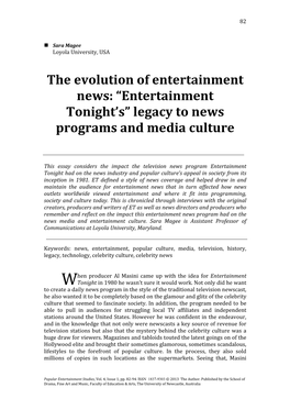 The Evolution of Entertainment News: “Entertainment Tonight's” Legacy