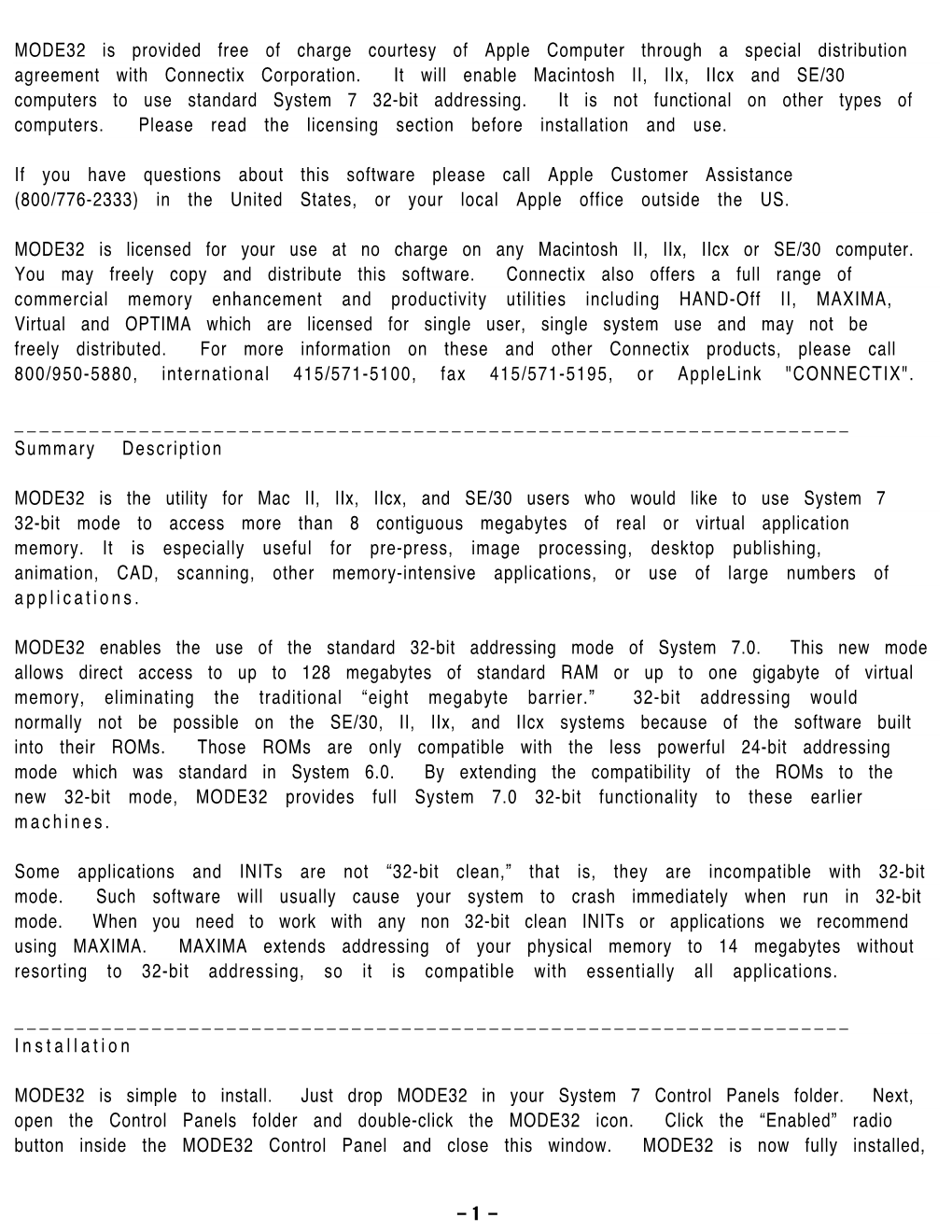 MODE32 Is Provided Free of Charge Courtesy of Apple Computer Through a Special Distribution Agreement with Connectix Corporation